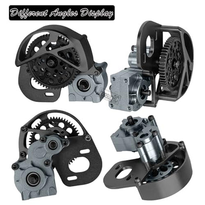 Aluminum Transmission Gearbox Upgrades Part for 1/10 SCX10, SCX10 II 90046,90047,Wraith,AX10 RC Crawler Truck,Center Transmission Gearbox Hops up,Black with Titanium - color: Black With Titanium(for 1/10 Axial)