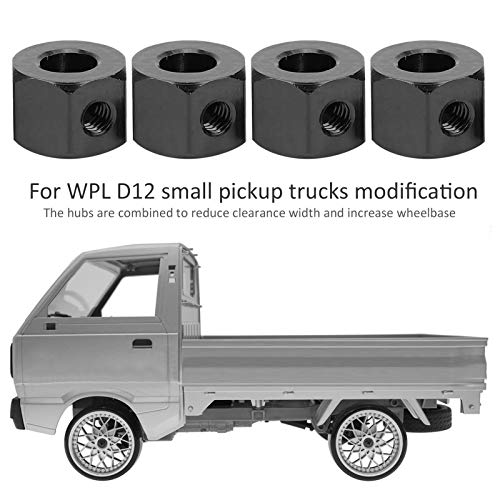 5mm to 12mm Aluminum Alloy Wheel Extension Hex Drive Hub Adapter for RC Car WPL D12 RC Truck(Black)