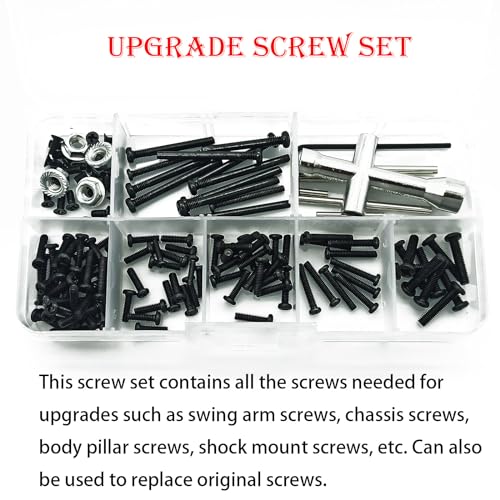 Compatible with Hyper GO RC Car Parts, 1/16 Metal Upgrade Aluminum Accessories, Replacement Parts kit for H16BM H16GT H16DR H16 MJX 16207 16208 16209 16210 (Screw Set) - color: Screw Set