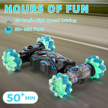 Gesture Sensing RC Stunt Car, Remote Control Car Toys for Boys 6-8-12, 360° Rotating 4WD Twist Cars with Light Music & Spray, Birthday Xmas Gifts for Kids Age 6 7 8 9 10 11 12, 2.4Ghz Hand Controlled