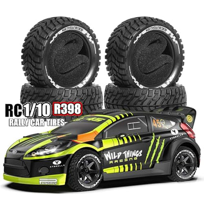 REDSPIDER Aluminum Alloy 1/10 On-Road Rally Wheel Tires 2.95" OD 12mm Hex for 1/10 Tamiya TT01 TT02 XV02 XV01 WLtoys HSP Kyosho WR8 RedCat Sakura HPI (Tire) - color: Tire
