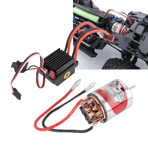 540 RC Brushed Motor, Water Proof Stainless Steel Case 3 Slot High Torsion Motor and ESC for Axial SCX10 AXI03007 1/10 RC Car (12T
