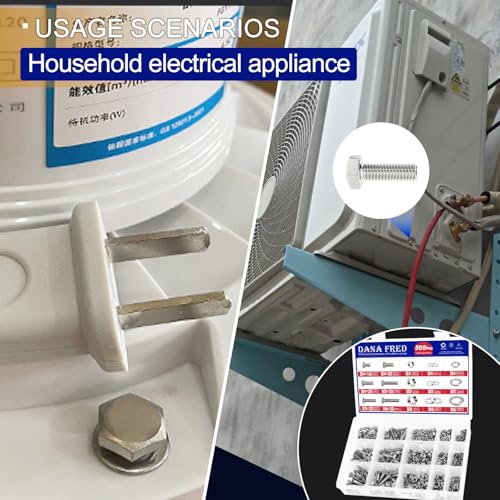 104pcs 304 Stainless Steel Bolts Nuts and Washers Kit,1/4-20,5/16-18,3/8-16 Hex Bolts Nuts Washers Assortment,15 Sizes Machine Screw Assortment Kit for Electronic Product, Small Repairs of Door Handle