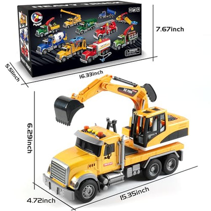 Dwi Dowellin Large Excavator Truck Toy for 3 4 5 6 Year Old Boys,Truck Toy with Sound and Light - style: excavator truck