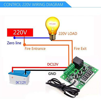 HiLetgo 2pcs W1209 12V DC Digital Temperature Controller Board Micro Digital Thermostat -50-110°C Electronic Temperature Temp Control Module Switch with 10A One-Channel Relay and Waterproof - color: NO Case