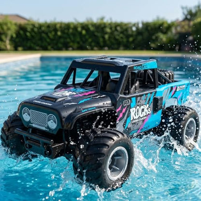 KB KAIBO Q191 1:16 Amphibious Remote Control Car - Waterproof All Terrain RC Monster Truck for Kids, 50+ Min Play with 2 Batteries, 2.4Ghz 4WD Off-Road Toy for Boys Girls 6-12+ (Gift Idea)-Blue - color: Q191 Blue