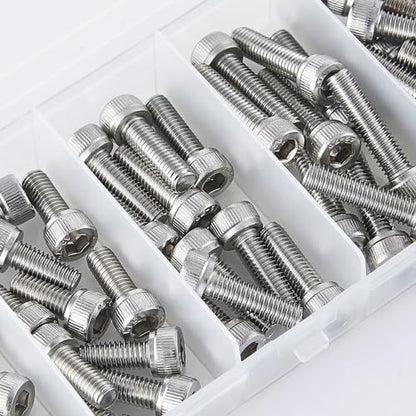 M5 x 8mm 12mm 16mm 20mm 25mm Socket Head Cap Screws Bolts, Stainless Steel 304, Metric Allen Hex Drive, Fully Threaded, Bright Finish, 50PCS - size: Hex Socket Head M5x8/12/16/20/25mm