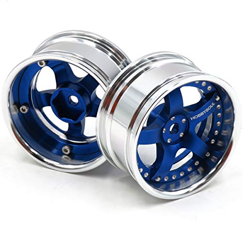 2pcs RC 1/10 Aluminum Wheel Rims Hex 12mm Adjustable Offset Silver & Blue Color Fit 1:10 RC On Road Drift Touring Car Tires - color: Silver & Blue
