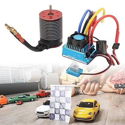 3650 Brushless Motor 120A ESC Combo, Professional Rotor Poles RC Brushless Motor ESC Set High Torsion for RC Car (5200KV)