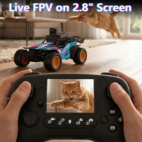 RC Car with Camera, RC Truck, FPV Remote Control Car, 2.4GHz 2.8" Screen, 60° Adjustable Camera, Live Video, APP/Radio Dual Control, 2 Speeds, Rechargeable Off-Road RC Cars, Gift for Adults&Kids - color: Pink
