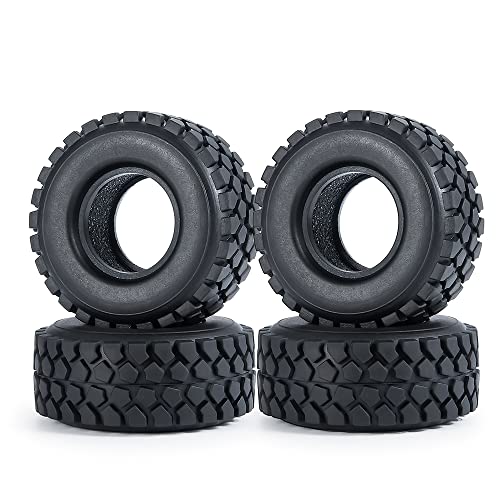 RCLIONS 4pcs Rubber Micro 1" RC Wheel Tyres Tires with Foam Insert for All 1/24 Axial SCX24 Deadbolt JLU Dodge Gladiator RC Crawler Truck Car (54mm) - size: 54mm