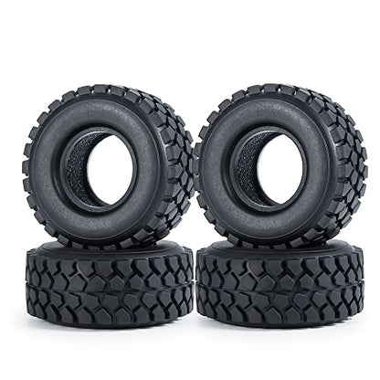 RCLIONS 4pcs Rubber Micro 1" RC Wheel Tyres Tires with Foam Insert for All 1/24 Axial SCX24 Deadbolt JLU Dodge Gladiator RC Crawler Truck Car (54mm) - size: 54mm