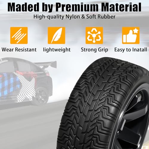 OD 2.65" On Road Rubber Tires Plastic Wheel Rims 12mm Hex for 1/10 RC Car | Compatible with MJX HSP Tamiya HPI Kyosho Traxxas Sakura Redcat WLtoys 1/10 RC On-Road Racing Touring Car (4pcs, Black) - style: D-Black