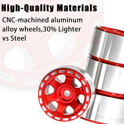 1.0 Beadlock Wheel Rim Set Aluminum Alloy RC Upgrade Part For Traxxas 1/18 TRX4M 1/24 Axial SCX24 FMS FCX24 Gladiator Bronco C10 JLU Deadbolt B17 RC Crawlers Upgrade Off-road(4Pcs/set) - color: Red