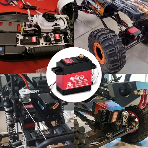 2-Pack 20KG High Torque RC Servo, 20KG Servo Motor 4.8-8.4V RC Servo Full Metal Gear Waterproof Compatible with 1/8, 1/10, 1/12 RC Car with 25T Horn and Parts (270°) - color: 20KG