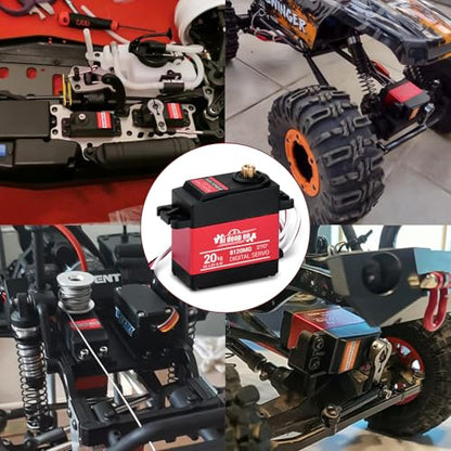 2-Pack 20KG High Torque RC Servo, 20KG Servo Motor 4.8-8.4V RC Servo Full Metal Gear Waterproof Compatible with 1/8, 1/10, 1/12 RC Car with 25T Horn and Parts (270°) - color: 20KG
