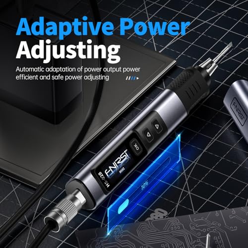 FNIRSI HS-02A 100W Portable Corded Soldering Iron Kit, 3S Fast Heating | 212-842℉, Pre-set 3 Groups Temps, Auto Sleep, 6 F245 Soldering Tips, Smart Digital Soldering Pen Tool for Electronics Repair