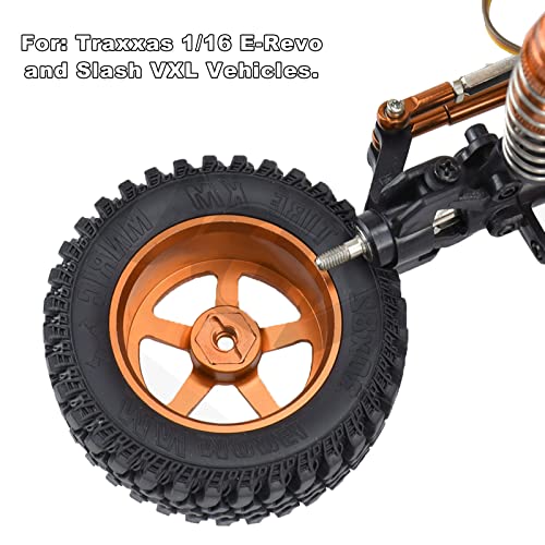 kingsea RC Front & Rear Aluminum Wheel Hubs Hex Driver Adapter 12 mm Upgrade 7154 Compatible with Traxxas 4x4 Slash E-Revo Summit 1/16 Truck Car - color: Orange