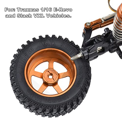 kingsea RC Front & Rear Aluminum Wheel Hubs Hex Driver Adapter 12 mm Upgrade 7154 Compatible with Traxxas 4x4 Slash E-Revo Summit 1/16 Truck Car - color: Orange