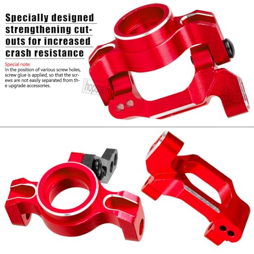 RC Aluminum Metal Shocks&Drive Shaft Axles&Suspension Arms&Steering Block&Camber Links Toe Links&Gearbox&Body Posts Mount&Shock Tower Upgrades Parts for 1/18 LaTrax Teton Desert Prerunner,Red - color: Red(for 1/18)