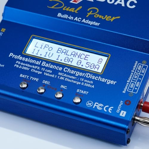 Imax B6 AC RC Charger 80W 6A Balance Charger with Digital LCD Screen Dual AC/DC Power Supply Li-ion Life Nimh Nicd PB Lipo Battery Discharger for RC Car Plane Boat - color: B6AC Tamiya