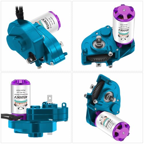 GOUPRC 1224 4500KV Brushless Outrunner Motor with Transmission & Upgrade 30A Brushless Esc for SCX24 RC Crawler Axial 1/24 RC Crawler Buggy - color: Blue Transmission