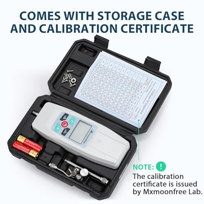 500N Digital Force Gauge Push Pull Meter Portable KF-500N | Multi Units N LB Kg Oz Storage Case Auto Backlit LCD Auto Power Off for Compression Tensile Destructive Test
