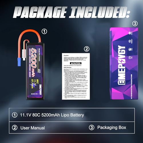 11.1V Lipo Battery 3S 5200mAh 80C Lipos Hard Case with EC5 Connector for RC Car Trucks 1/8 1/10 RC Vehicles - color: EC5