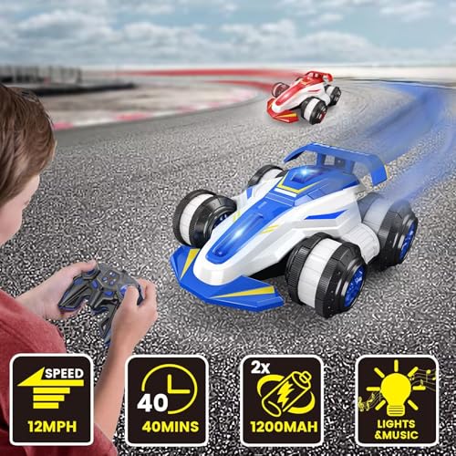 High Speed Drift Remote Control Stunt Deformation Car, Birthday Gifts, for Boys and Girls 4-16 Years Old (Sky Blue) - color: Sky Blue