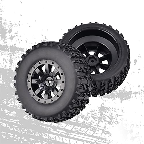 Hosim 1/10 RC Car Tires and Wheels with Foam Insert M4 Hex Hub for for Axial/SCX10/Losi TRX HSP CC01 D90 D110 Offroad Racing RC Truck Crawler 9mm Wheel OD 3.94 inch/100mm