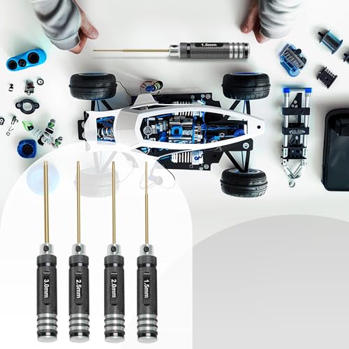 Speedybee RC Hex Driver Kit: 4pcs RC Tools Set 1.5mm 2.0mm 2.5mm 3.0mm Screw Driver for FPV Drone Quadcopter RC Car Helicopter Models, silver