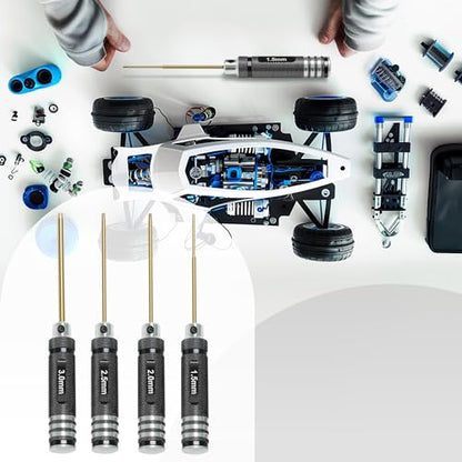 Speedybee RC Hex Driver Kit: 4pcs RC Tools Set 1.5mm 2.0mm 2.5mm 3.0mm Screw Driver for FPV Drone Quadcopter RC Car Helicopter Models, silver