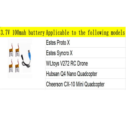 Cecicebb 3.7V 100mAh 20C Lipo Battery for WLtoys V272,Cheerson CX-10 Mini Quadcopter Estes Proto X, Syncro X, Hubsan Q4 Nano Quadcopter 4 Pack with USB Charger1