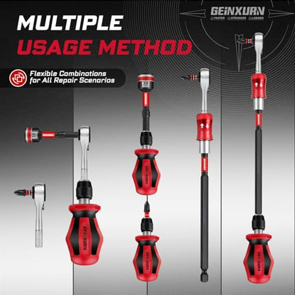 21 Pieces Tool Kit Include Mini Ratchet Wrench, S2 Steel Screwdriver Bit, Mini Screwdriver Handle, Magnetic Locking Bit Holde, Socket Wrench Nut Driver Set. Portable Hand Tools Set for Repair - style: RM021-US