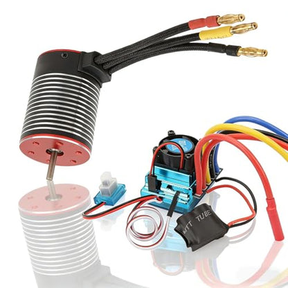 120A Brushless Motor ESC Set, Professional High Torsion 3650 Brushless Motor 120A ESC Combo Set for 1/10 Scale RC Cars, Compatible with HSP Axial SCX10 D90 HPI - size: 5200KV