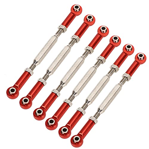 Drfeify 6Pcs Aluminum Alloy Adjustable Push Rods, Turnbuckle Rod Linkage Accessories with 5 Colors, for RC Car Series Upgrade (Red) - color: Red