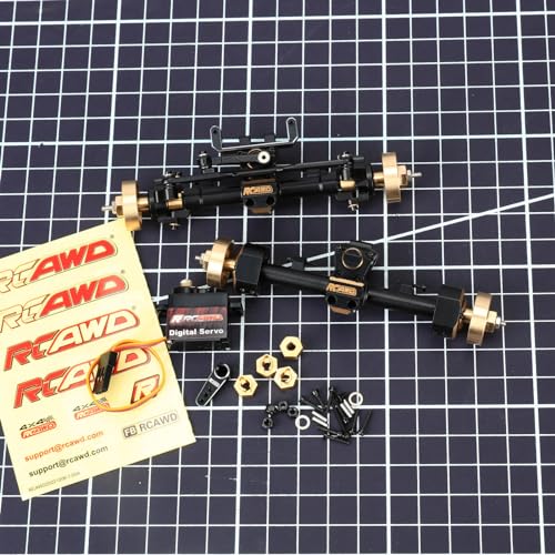 RCAWD Full Metal Front Rear 12mm Longer Portal Axles Assemblies for Axial SCX24 AXI90081 AXI00001 AXI00002 AXI00005 AXI00006 Portal Axle Upgrade Parts(Black)