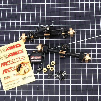 RCAWD Full Metal Front Rear 12mm Longer Portal Axles Assemblies for Axial SCX24 AXI90081 AXI00001 AXI00002 AXI00005 AXI00006 Portal Axle Upgrade Parts(Black)