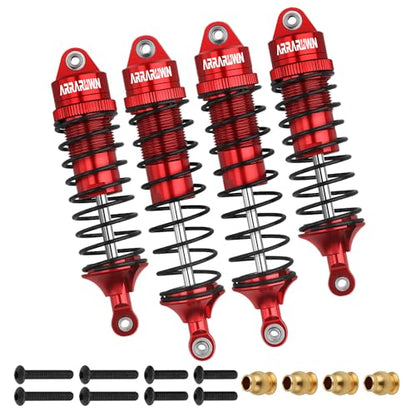 4PCS RC Car Shock Front & Rear Shock Absorber Assembled Set | Compatible with 1/10 Traxxas Slash/Rustler/Stampede 4x4 4WD Replacement Upgrade Parts (Red) - color: Red