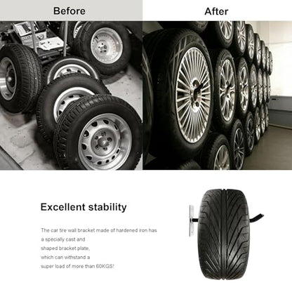 Sinoer 10 Inch Wall Mount Steel Tire Hooks,4 Pack Black | Heavy duty anti-slip hooks for tires, wheels, ladders & bikes; comes with mounting screws and anchors for garage storage