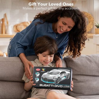 MIEBELY Remote Control Car, Bugatti Divo 1/12 Scale Rc Cars 12Km/h, 2.4Ghz Licensed Model Car 7.4V 900mAh Toy Car Headlight for Adults Boys Girls Age 6-12 Years Birthday Ideas Gift | Official license;900mAh lithium;40min playtime;2.4G 200ft control;steeri