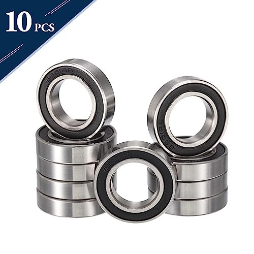 6801-2RS Deep Groove Ball Bearings, ID 12mm x OD 21mm x Width 5mm Double Rubber Sealed Ball Bearing Pre-Lubricated Chrome Steel Z2 Lever 10pcs - size: 6801-2RS 12x21x5mm