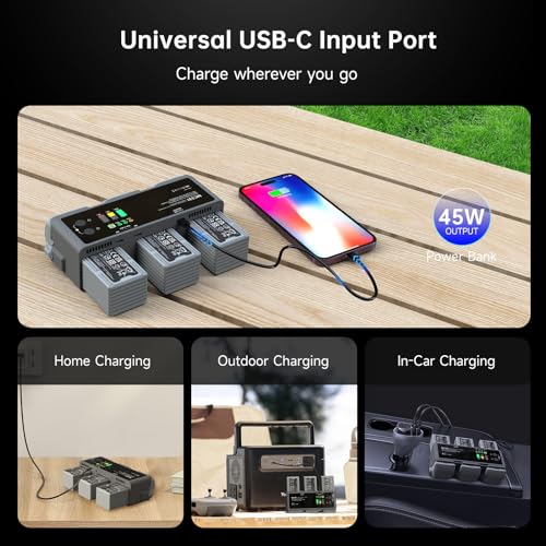 Air 3s Smart Battery Charging Hub, 200W USB-C Fast Charging for DJI Air 3 Series Intelligent Flight Batteries Plus Three-Channel Parallel with Discharge Storage Function LED Lighting - size: Air 3s