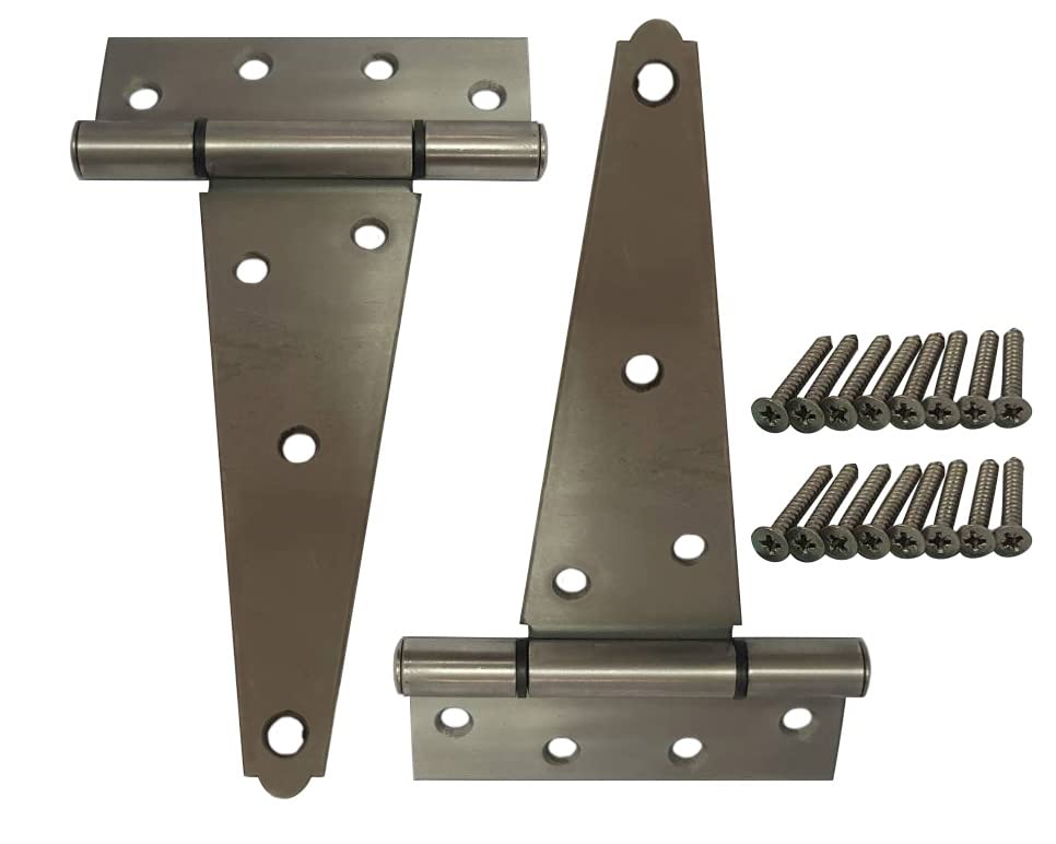 Stainless Steel Extra Heavy Tee Hinge, 6" x 2.5mm, with Stainless Screws & Hinge Pin, 2 Pack - color: Stainless Steel, size: 2pack(6")