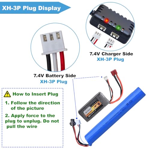 7.4V Li-ion/Lipo Battery Charger 2-in-1 USB Balance Smart Charger with XH-3P Plug 1A for 2S Batteries RC Cars Drone Boat Airplane Helicopter Truck Quadcopter Airsoft SCX24 SCX10