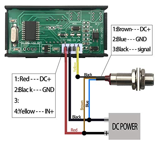 4 Digital Green LED Tachometer RPM Speed Meter + Hall Proximity Switch Magnet Sensor NPN for Lathe Conveyor Belt - color: Green