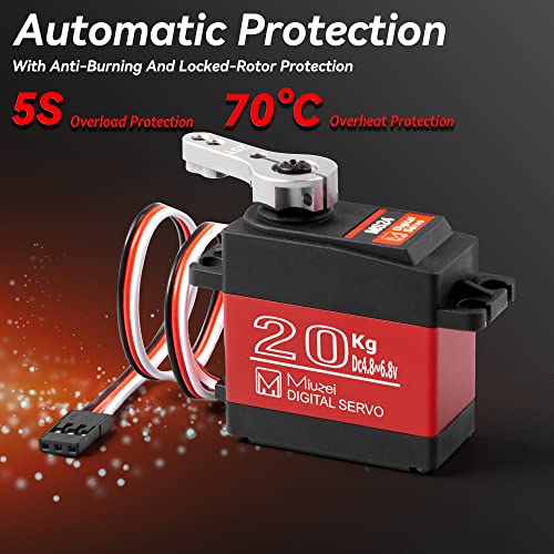 20KG Servo Motor High Torque Metal Gear Digital for 1/8 1/10 RC Car | Waterproof, Ds3218, 270 Degree, Standard, Steering Servos for RC Truck Crawler Boat Robot, with Aluminum 25T Horn