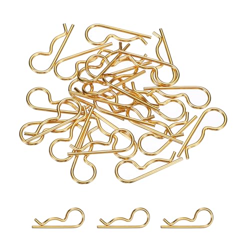 MECCANIXITY 25 Pcs RC Body Clips, 1.4mm Stainless Steel Universal RC Car Clips R Pins for 1/6 1/8 1/10 Scale Model Remote Control Car Truck Crawler Shell Replacement Parts (Gold) - color: Gold, size: 1.4mm
