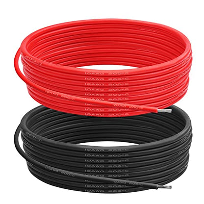 10 AWG Silicone Wire, 20 ft Red and 20 ft Black | Flexible fine-strand tinned copper cable with heat-resistant silicone insulation for batteries, RC and electronics wiring. - style: 10 AWG 20ft Red+20ft Black