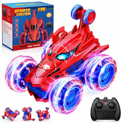 Spider remote control car rc cars toys,Cool rechargeable stunt rc car with 360 flips 4WD wheel with bright light,Fun outdoor toys gifts for kids birthday or Chritmas age 4 5 6 7 8 9 10 11 12 years old